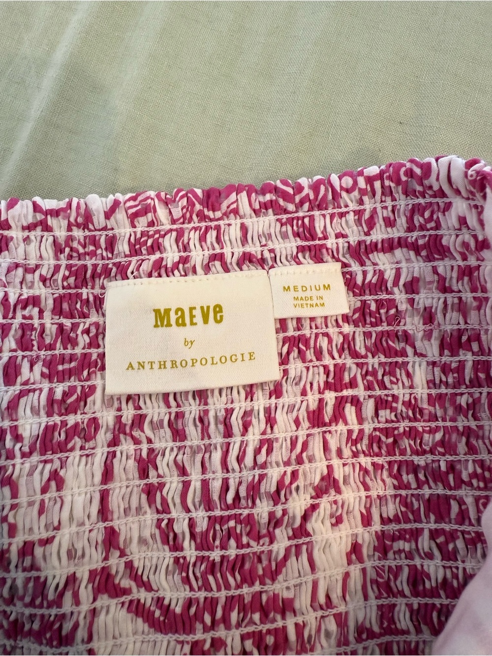 Maeve Anthropologie Pink Floral Tie-Front Puff Sleeve Blouse - Picture 3 of 3